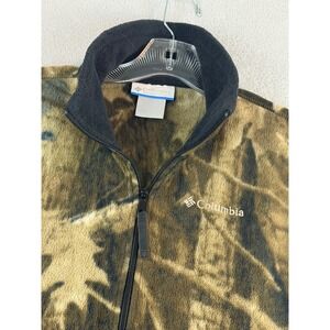Columbia‎ Mens Small Camo Fleece Vest Full Zip Pockets Outdoor Hunting Fishing